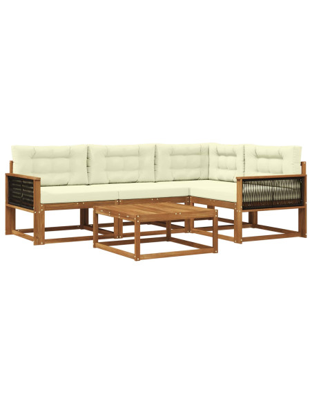 Set di divani da esterno con cuscino 5 pcs Naturale e Crema
