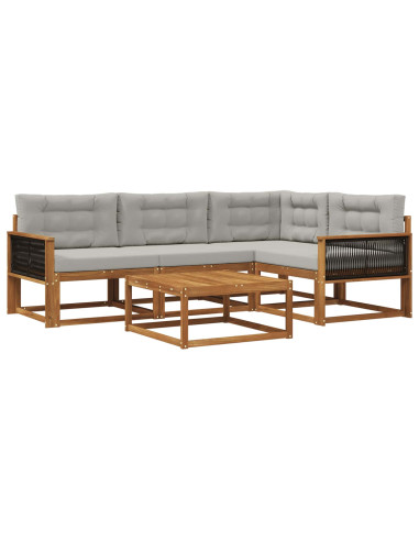 Set di divani da esterno 5 pcs Naturale e Grigio chiaro