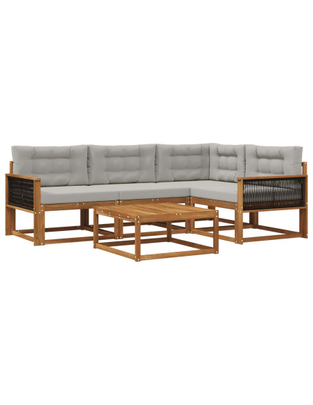 Set di divani da esterno 5 pcs Naturale e Grigio chiaro