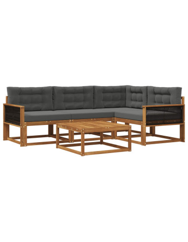 Set di divani da esterno con cuscino 5 pcs Naturale e Antracite