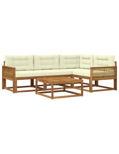 Set di divani da esterno con cuscino 5 pcs Naturale e Crema 2