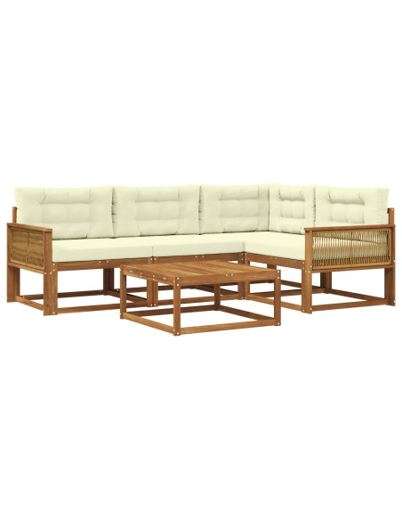 Set di divani da esterno con cuscino 5 pcs Naturale e Crema