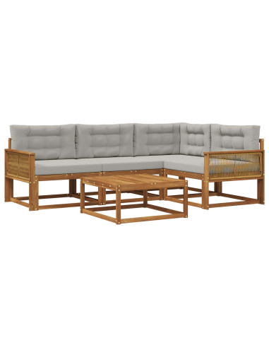 Set di divani da esterno 5 pcs Naturale e Grigio chiaro