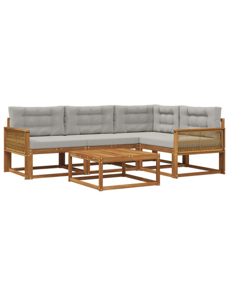 Set di divani da esterno 5 pcs Naturale e Grigio chiaro