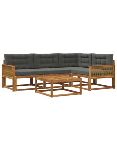 Set di divani da esterno con cuscino 5 pcs Naturale e Antracite