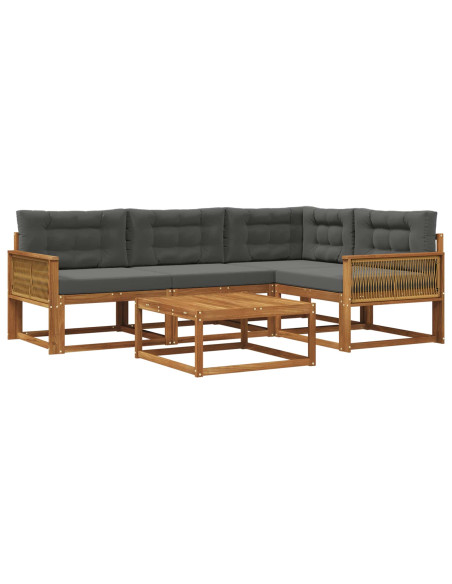 Set di divani da esterno con cuscino 5 pcs Naturale e Antracite