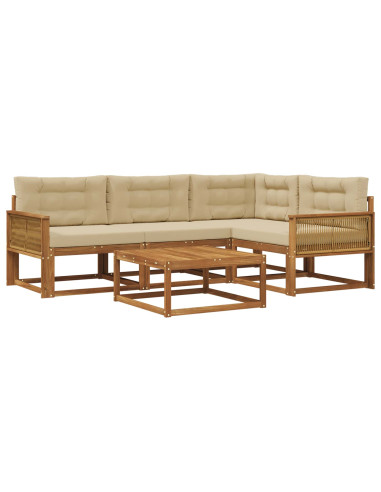Set di divani da esterno con cuscino 5 pcs Naturale e Beige