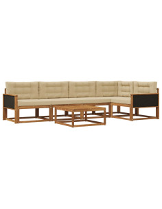 Set di divani da esterno con cuscino 6 pcs Naturale e Beige