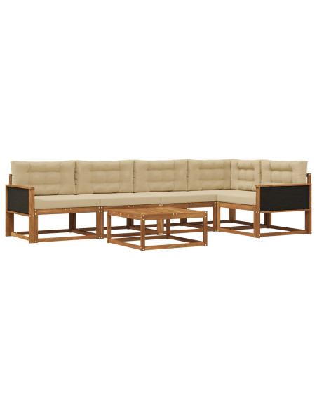 Set di divani da esterno con cuscino 6 pcs Naturale e Beige