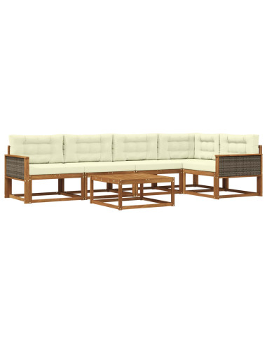 Set di divani da esterno con cuscino 6 pcs Naturale e Crema