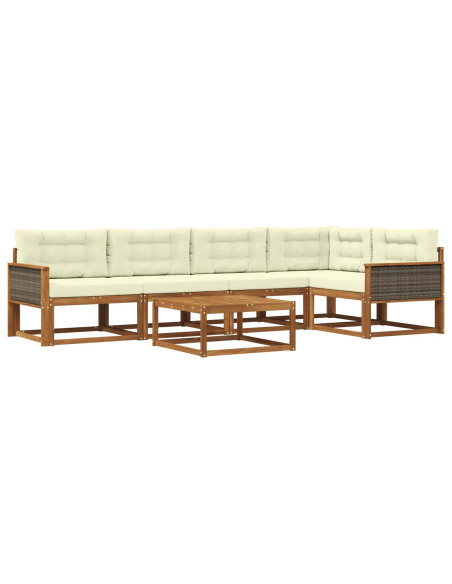 Set di divani da esterno con cuscino 6 pcs Naturale e Crema