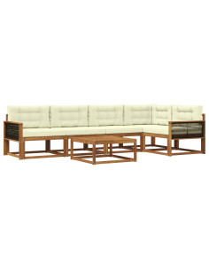 Set di divani da esterno con cuscino 6 pcs Naturale e Crema