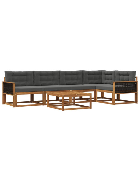 Set di divani da esterno con cuscino 6 pcs Naturale e Antracite