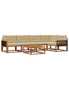 Set di divani da esterno con cuscino 6 pcs Naturale e Beige