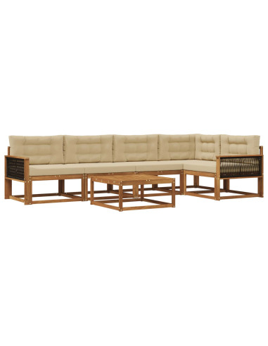 Set di divani da esterno con cuscino 6 pcs Naturale e Beige