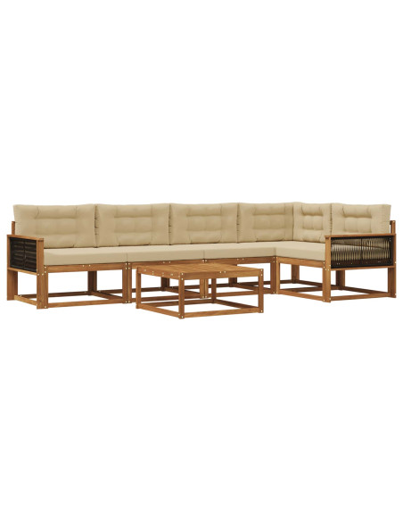 Set di divani da esterno con cuscino 6 pcs Naturale e Beige
