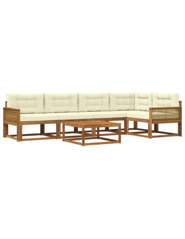 Set di divani da esterno con cuscino 6 pcs Naturale e Crema