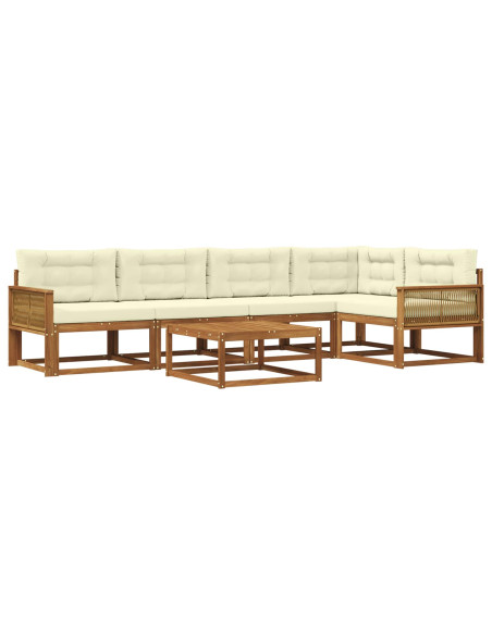 Set di divani da esterno con cuscino 6 pcs Naturale e Crema