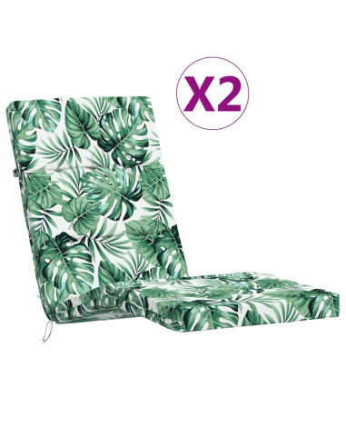 Cuscini per Sedia a Sdraio 2 pz Motivo Foglie in Tessuto Oxford