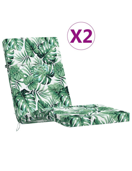 Cuscini per Sedia a Sdraio 2 pz Motivo Foglie in Tessuto Oxford