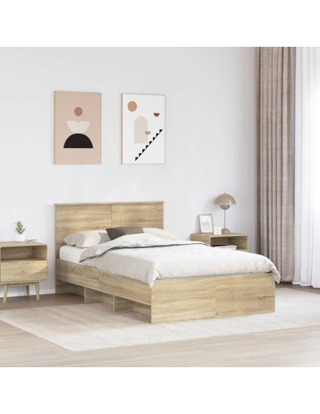 Struttura del letto con testiera Rovere Sonoma 137 x 203 cm