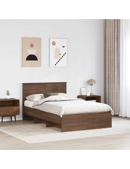 Struttura del letto con testiera Rovere Marrone 137 x 203 cm