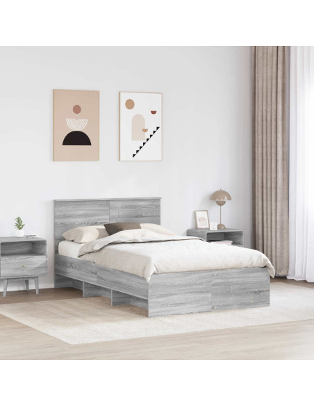 Struttura del letto con testiera Grigio Sonoma 120 x 123 cm
