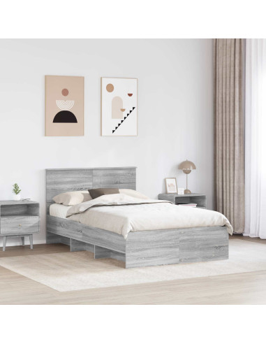Struttura del letto con testiera Grigio Sonoma 120 x 123 cm