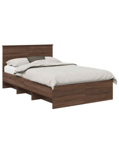 Struttura del letto con testiera Rovere Marrone 120 x 123 cm 2