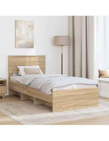 Struttura del letto con testiera Rovere Sonoma 120 x 123 cm