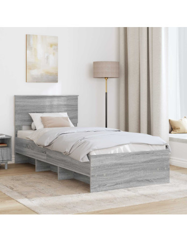 Struttura del letto con testiera Grigio Sonoma 120 x 123 cm