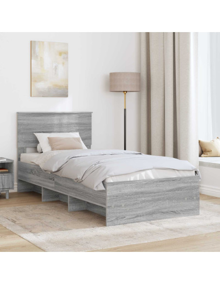 Struttura del letto con testiera Grigio Sonoma 120 x 123 cm