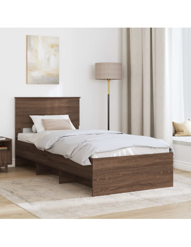 Struttura del letto con testiera Rovere Marrone 120 x 123 cm