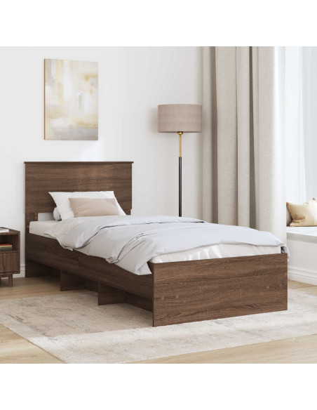 Struttura del letto con testiera Rovere Marrone 120 x 123 cm