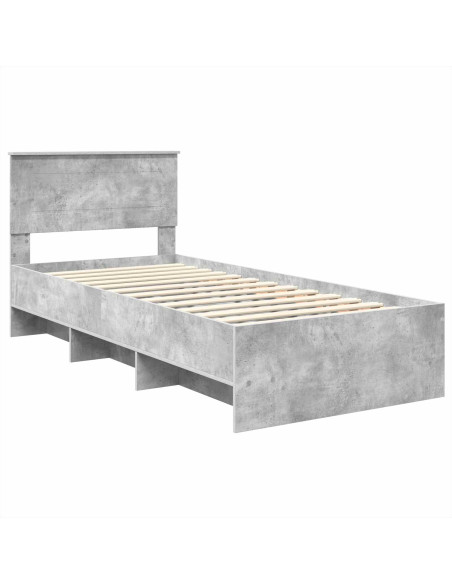 Struttura del letto con testiera Grigio cemento 90 x 200 cm