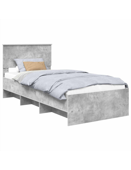 Struttura del letto con testiera Grigio cemento 90 x 200 cm