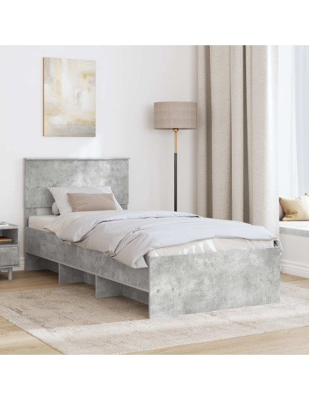 Struttura del letto con testiera Grigio cemento 80 x 200 cm
