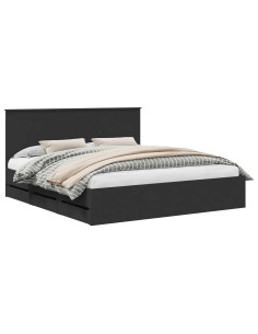 Struttura del letto Nero 200 x 200 cm Legno Ingegnerizzato 2