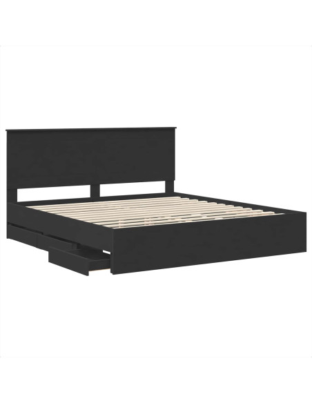 Struttura del letto Nero 200 x 200 cm Legno Ingegnerizzato