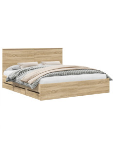 Struttura del letto con cassetto Rovere Sonoma 200 x 200 cm 2