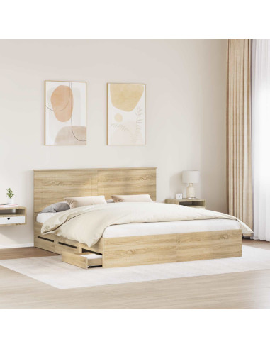 Struttura del letto con cassetto Rovere Sonoma 200 x 200 cm