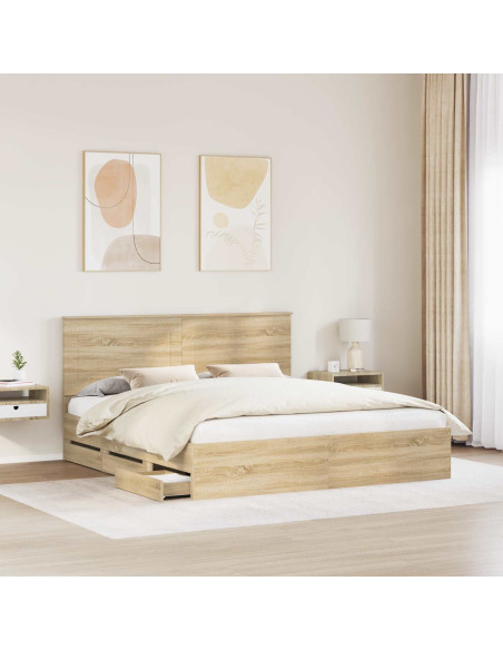 Struttura del letto con cassetto Rovere Sonoma 200 x 200 cm