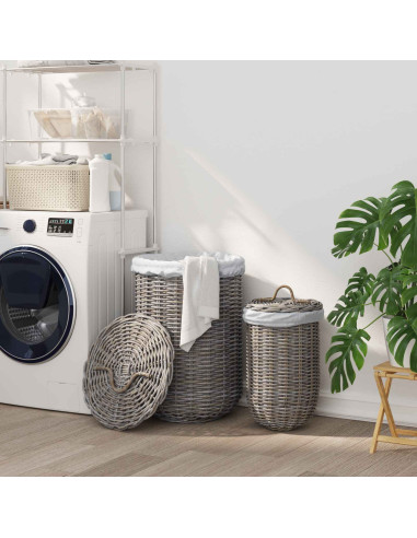 Cesto per la biancheria con coperchio 2 pcs Grigio Kubu