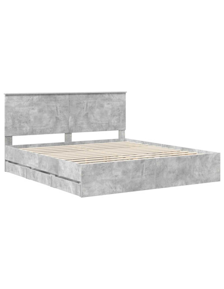 Struttura del letto con cassetto Grigio cemento 200 x 200 cm