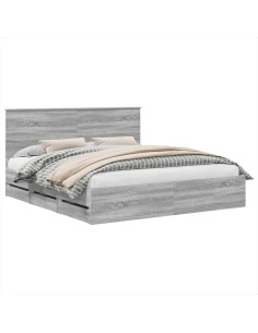 Struttura del letto con cassetto Grigio Sonoma 200 x 200 cm 2
