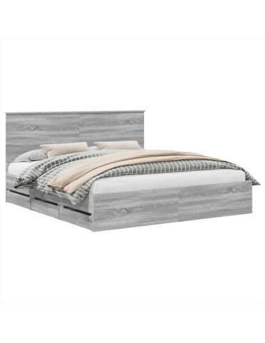 Struttura del letto con cassetto Grigio Sonoma 200 x 200 cm