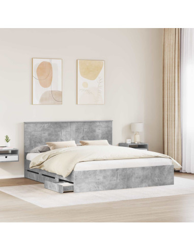 Struttura del letto con cassetto Grigio cemento 180 x 200 cm