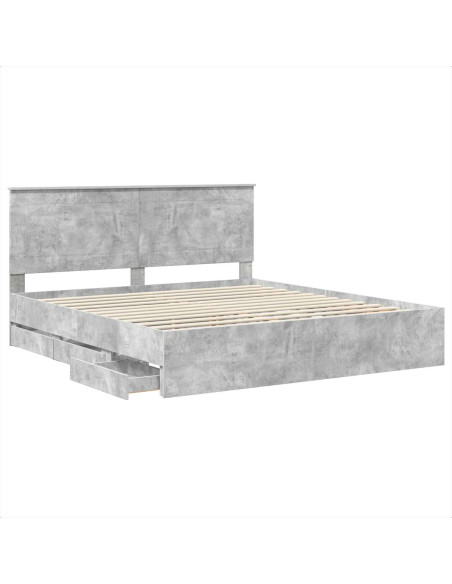 Struttura del letto con cassetto Grigio cemento 180 x 200 cm