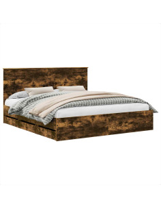 Struttura del letto con cassetto Rovere fumé 180 x 200 cm 2