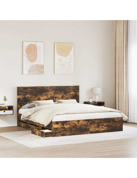 Struttura del letto con cassetto Rovere fumé 180 x 200 cm